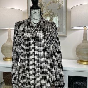 Lauren Ralph Lauren Black and White Houndstooth Button Down Shirt